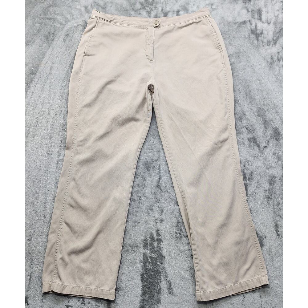 Woolrich Pants Womens 18 Tan Khaki Tencel Cotton Blend High Rise Wide Leg Office
